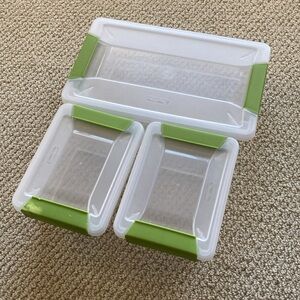 Sterilite Plastic Organizer Bins Small Medium Durable Clean Easy Open Clear